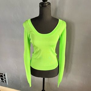 Who What Wear lightweight U collar sweater, neon green, Size M